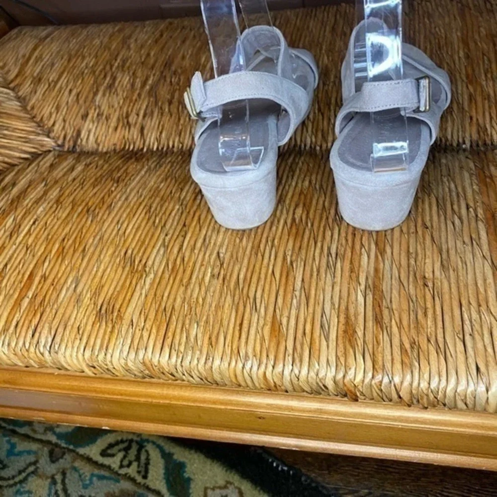 Chocolat Blu Light Gray Suede Crisscross Wedge Sandals